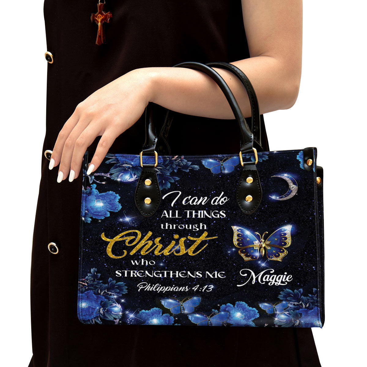 Personalized I Can Do All Things Through Christ Pretty Leather Bag - Christian Pu Leather Bags For Women
