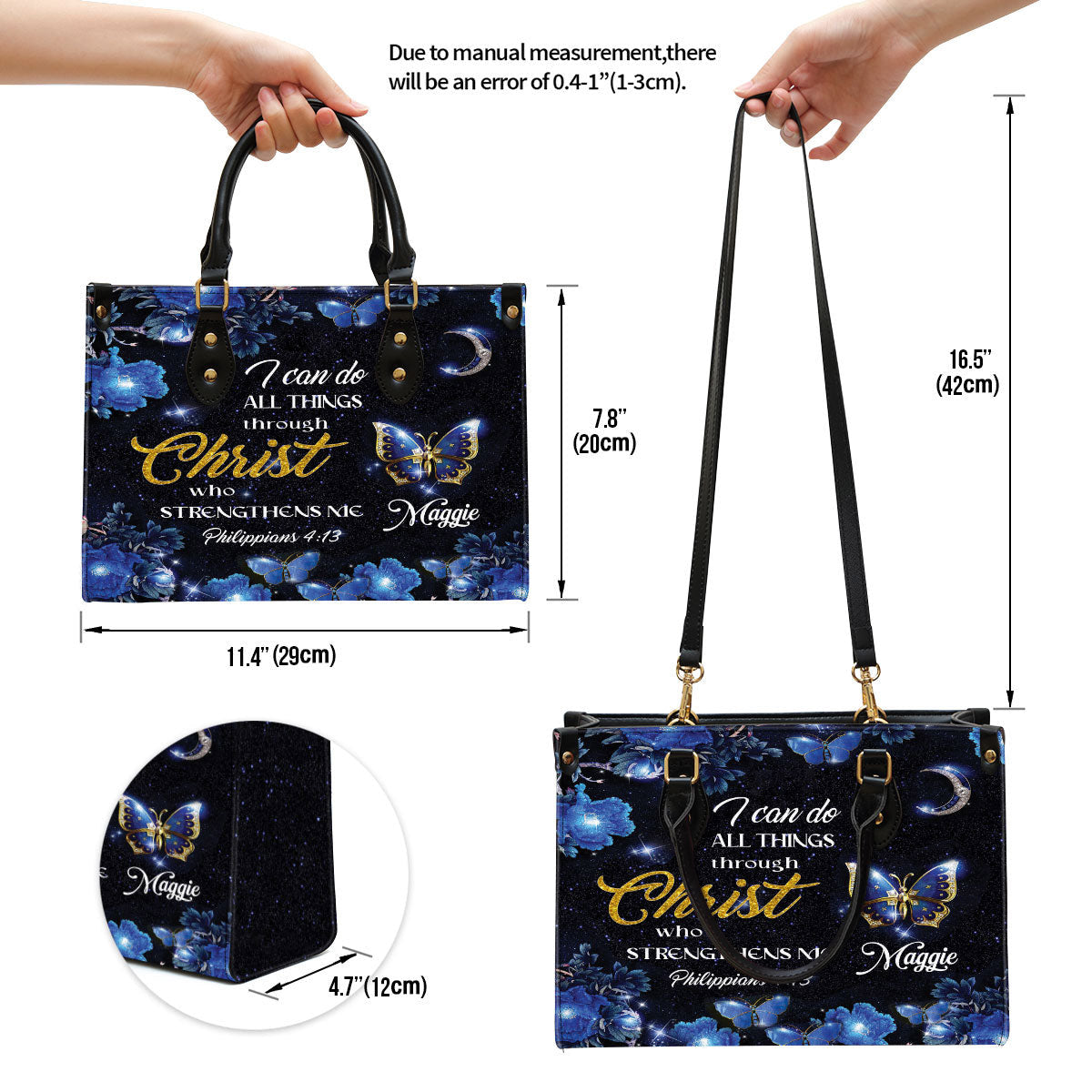 Personalized I Can Do All Things Through Christ Pretty Leather Bag - Christian Pu Leather Bags For Women