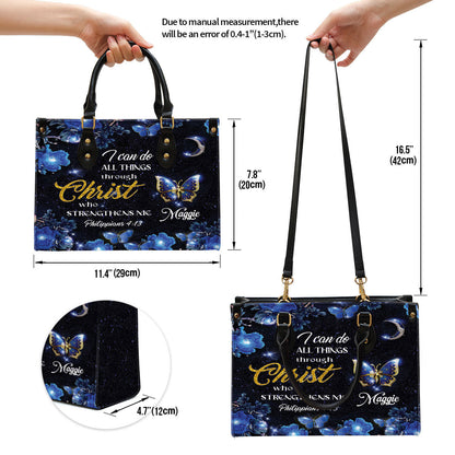 Personalized I Can Do All Things Through Christ Pretty Leather Bag - Christian Pu Leather Bags For Women