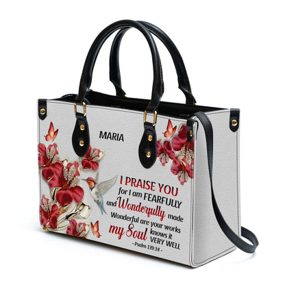 Personalized I Praise You For I Am Fearfully And Wonderfully Made Pretty Leather Bag - Christian Pu Leather Bags For Women