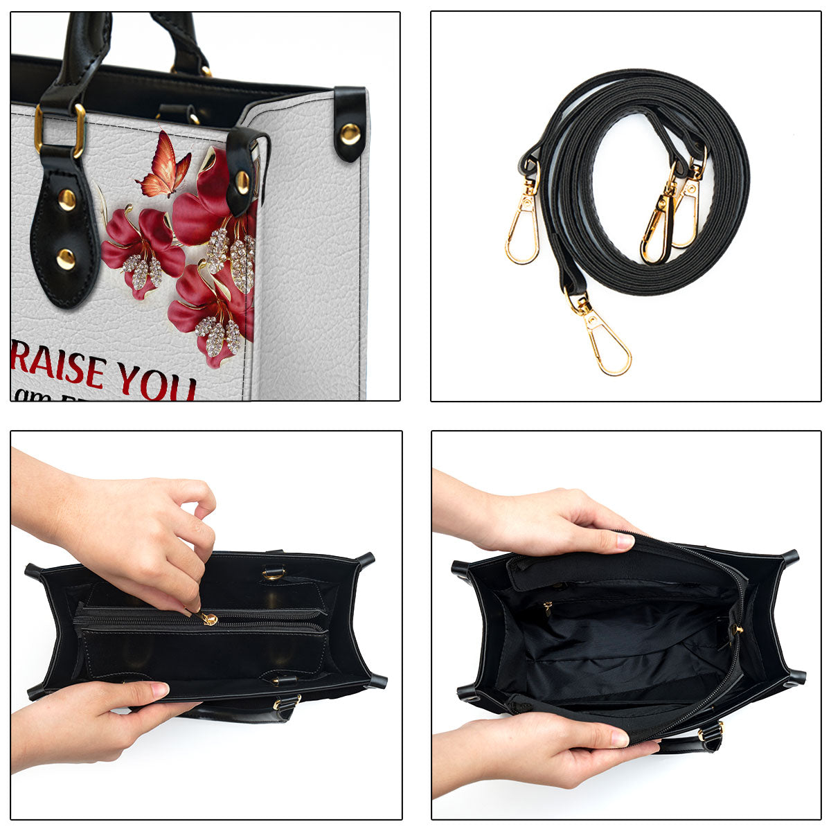 Personalized I Praise You For I Am Fearfully And Wonderfully Made Pretty Leather Bag - Christian Pu Leather Bags For Women