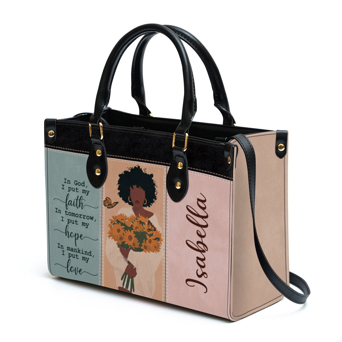 Personalized I Put My Faith In God Leather Bag - Christian Pu Leather Bags For Women