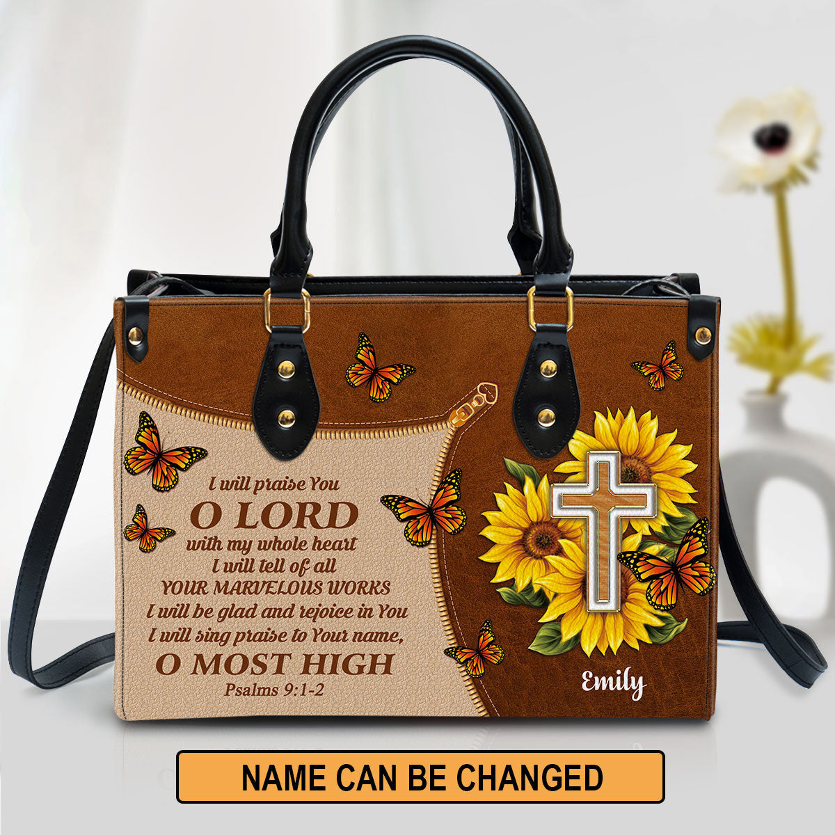 Personalized I Will Be Glad And Rejoice In You Gorgeous Leather Bag - Christian Pu Leather Bags For Women