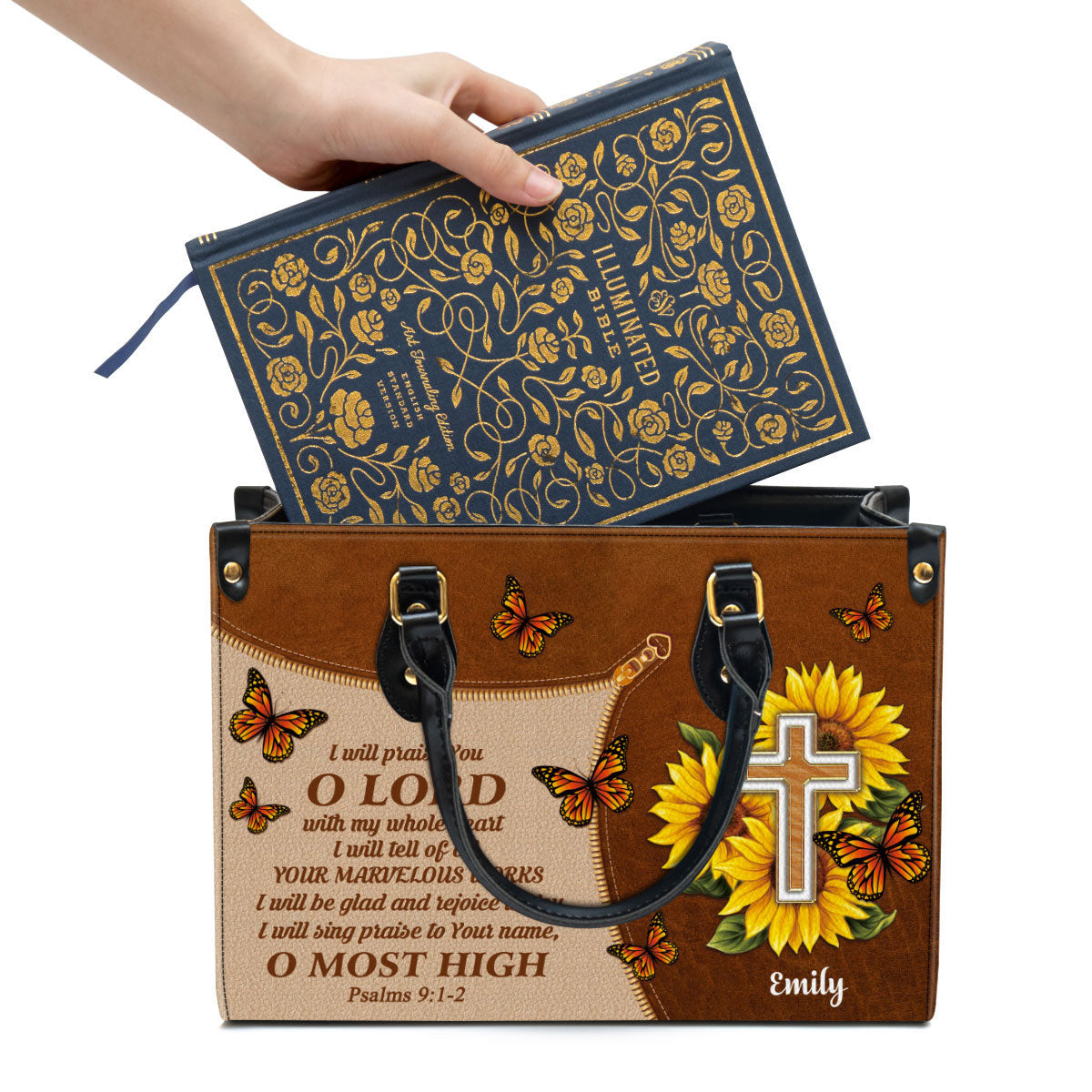 Personalized I Will Be Glad And Rejoice In You Gorgeous Leather Bag - Christian Pu Leather Bags For Women