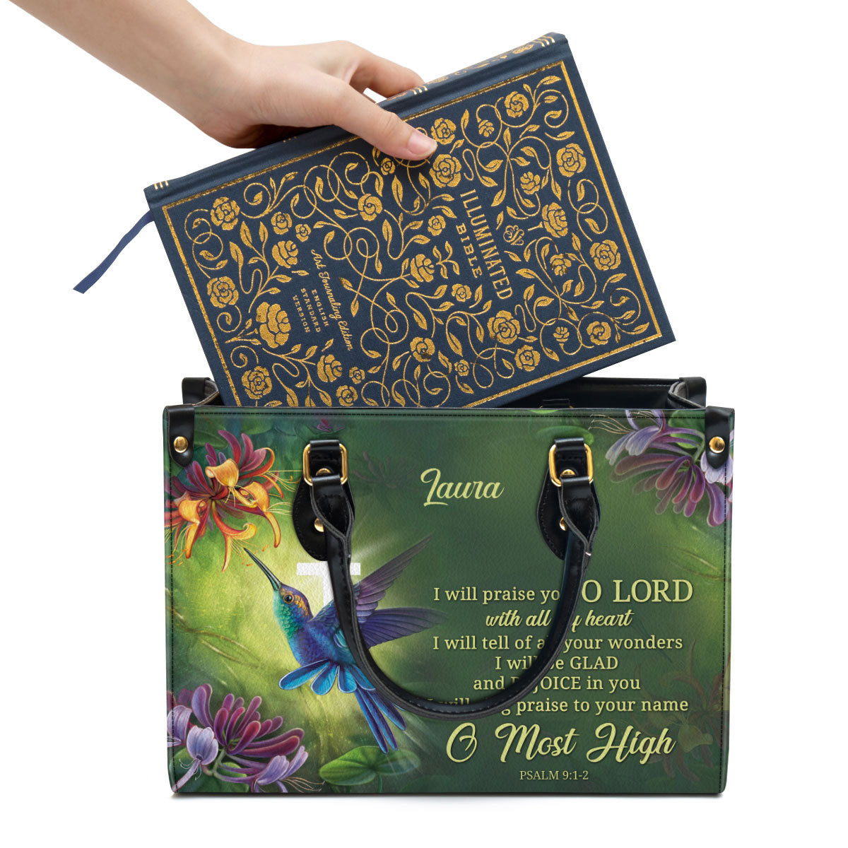 Personalized I Will Be Glad And Rejoice In You Unique Leather Bag - Christian Pu Leather Bags For Women