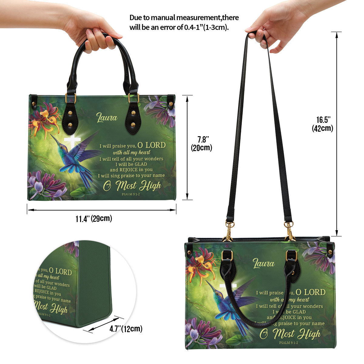 Personalized I Will Be Glad And Rejoice In You Unique Leather Bag - Christian Pu Leather Bags For Women