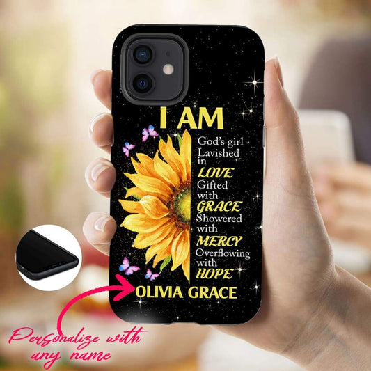 Personalized I am God's girl lavished in love custom iPhone case - Inspirational Bible Scripture iPhone Cases
