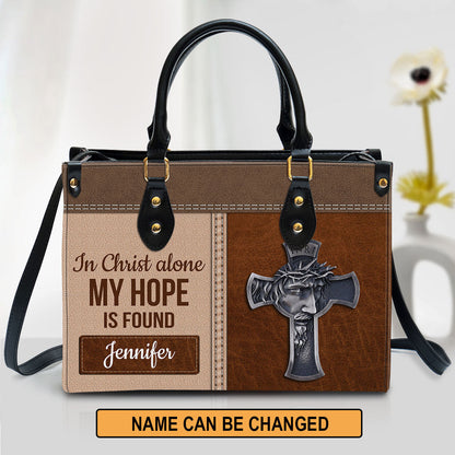 Personalized In Christ Alone My Hope Is Found Special Cross Leather Bag - Christian Pu Leather Bags For Women
