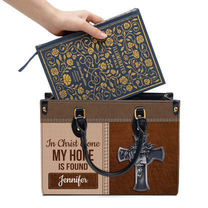 Personalized In Christ Alone My Hope Is Found Special Cross Leather Bag - Christian Pu Leather Bags For Women