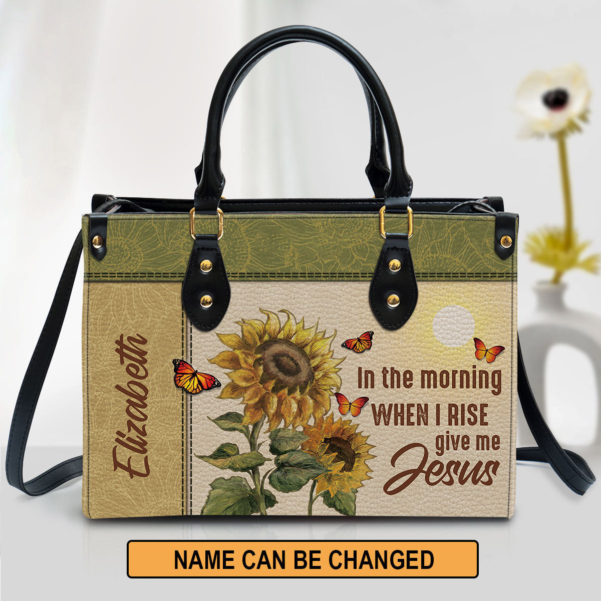 Personalized In The Morning When I Rise Give Me Jesus Leather Bag - Christian Pu Leather Bags For Women
