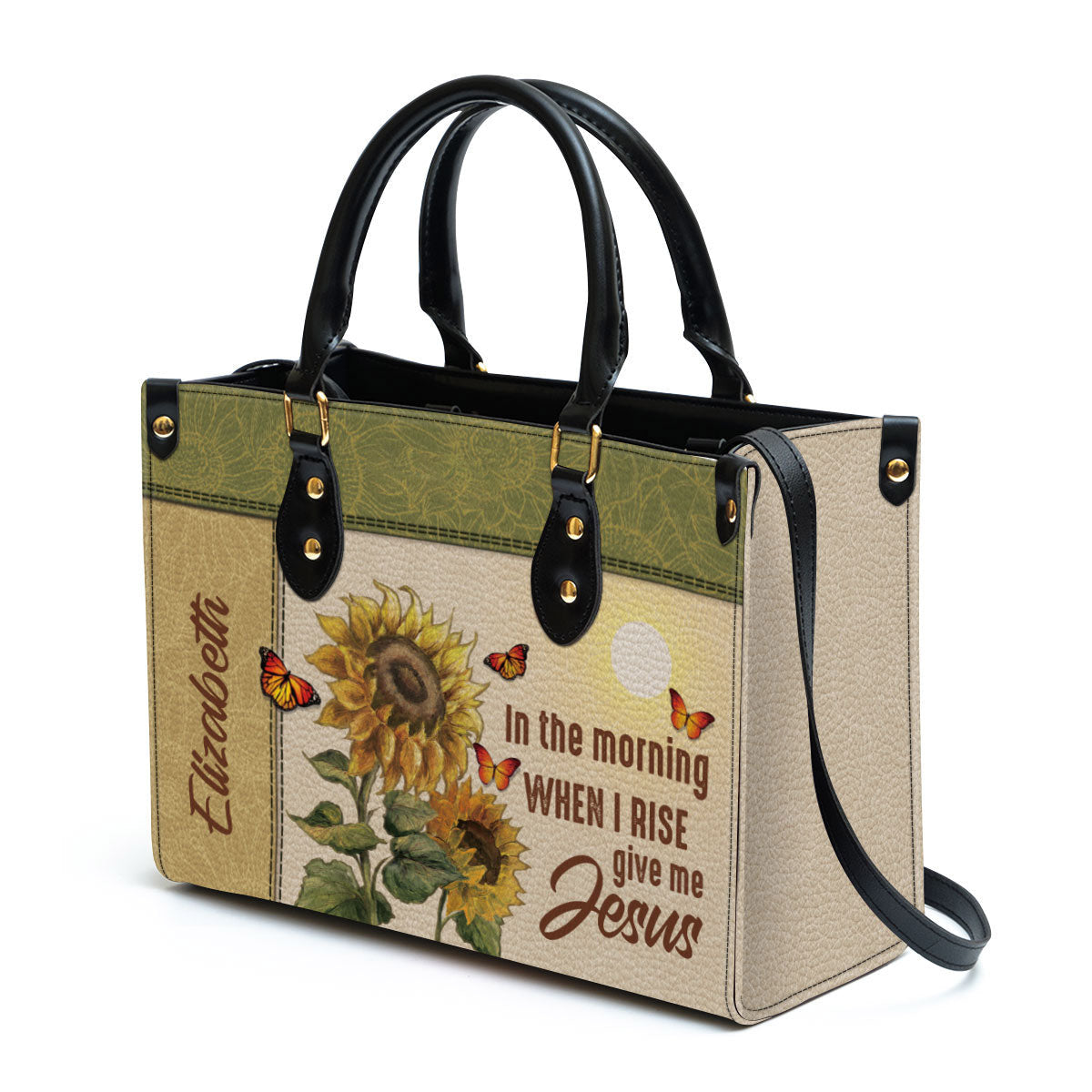 Personalized In The Morning When I Rise Give Me Jesus Leather Bag - Christian Pu Leather Bags For Women