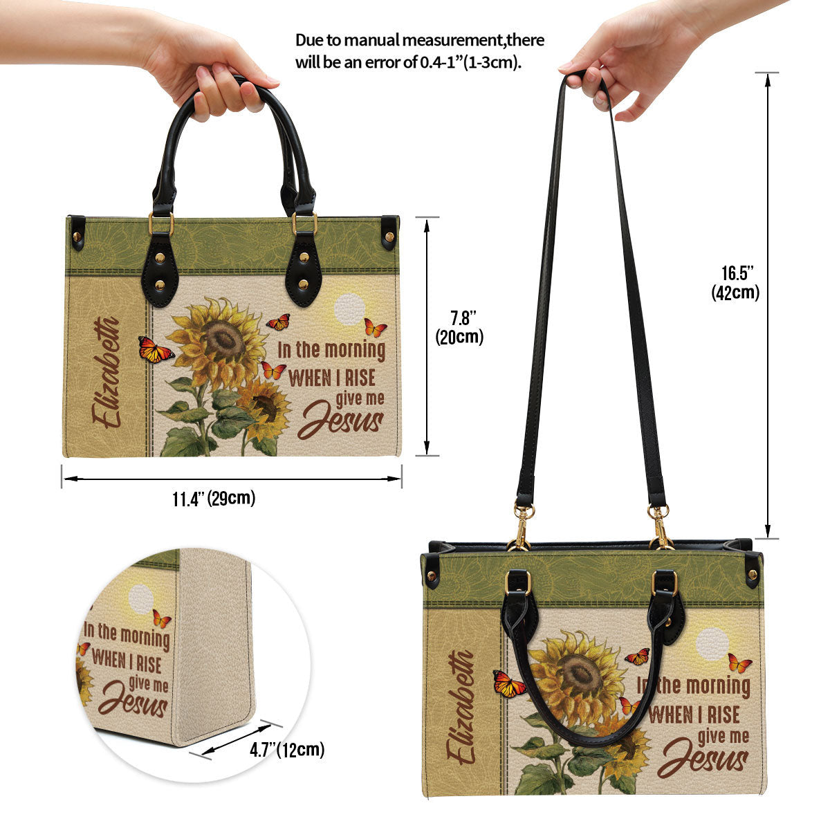 Personalized In The Morning When I Rise Give Me Jesus Leather Bag - Christian Pu Leather Bags For Women
