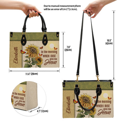 Personalized In The Morning When I Rise Give Me Jesus Leather Bag - Christian Pu Leather Bags For Women