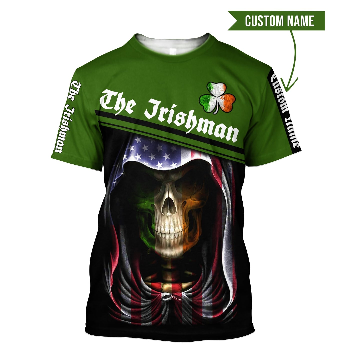 Personalized Irish Skull St Patrick Day 3d Print Tee Shirts - St Patricks Day 3D Shirts for Men & Women