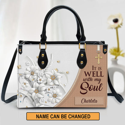 Personalized It Is Well With My Soul Leather Bag - Christian Pu Leather Bags For Women