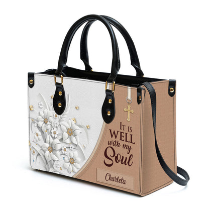 Personalized It Is Well With My Soul Leather Bag - Christian Pu Leather Bags For Women