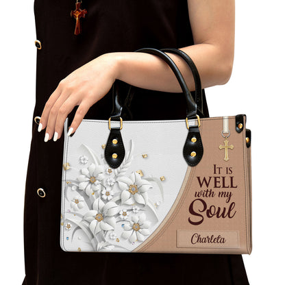 Personalized It Is Well With My Soul Leather Bag - Christian Pu Leather Bags For Women