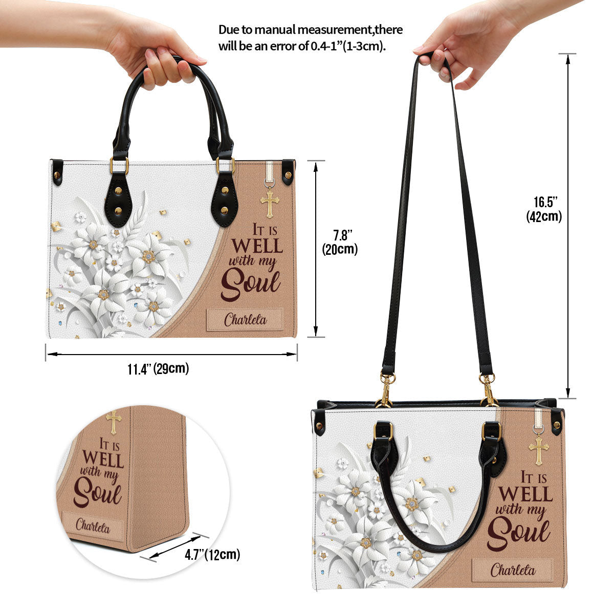 Personalized It Is Well With My Soul Leather Bag - Christian Pu Leather Bags For Women