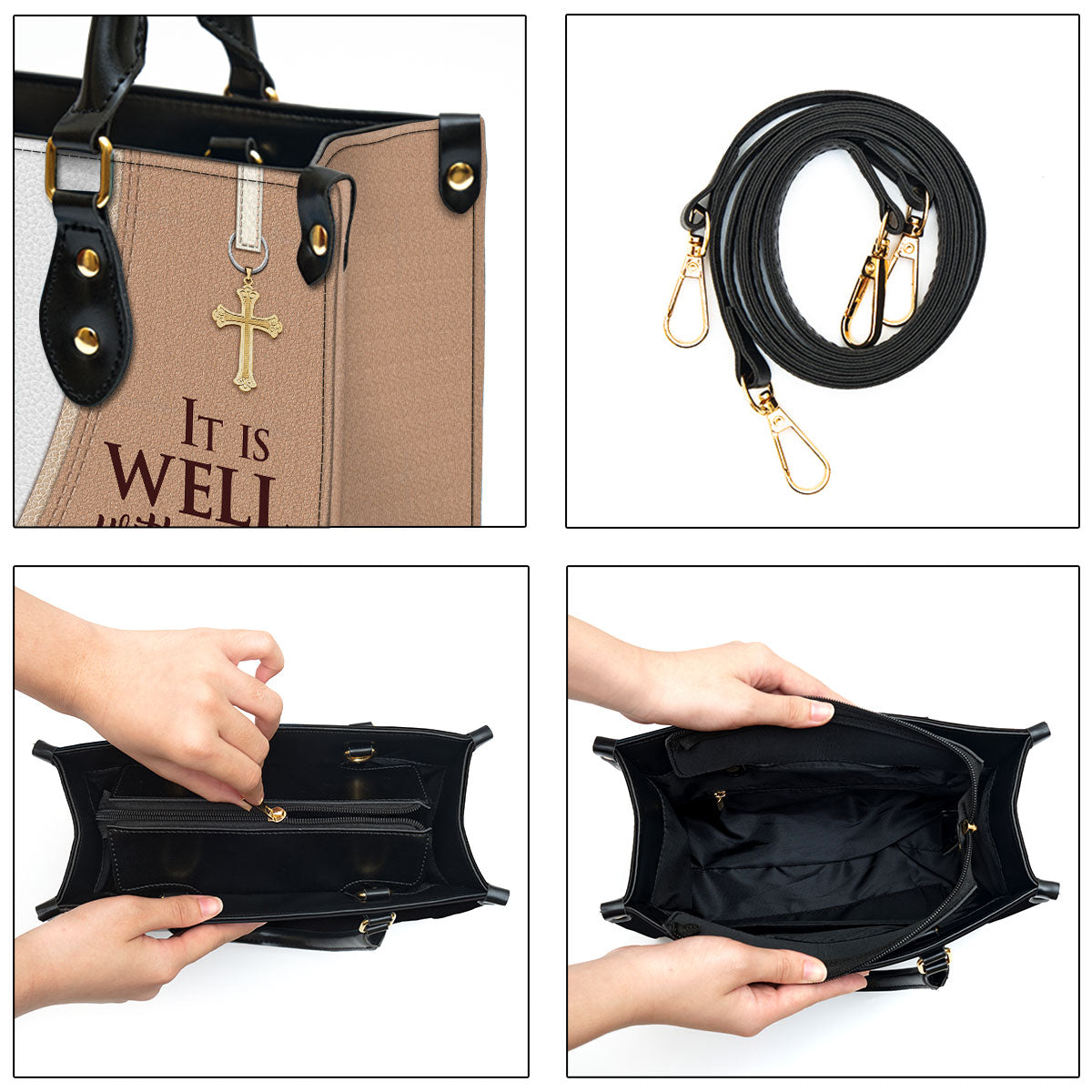 Personalized It Is Well With My Soul Leather Bag - Christian Pu Leather Bags For Women