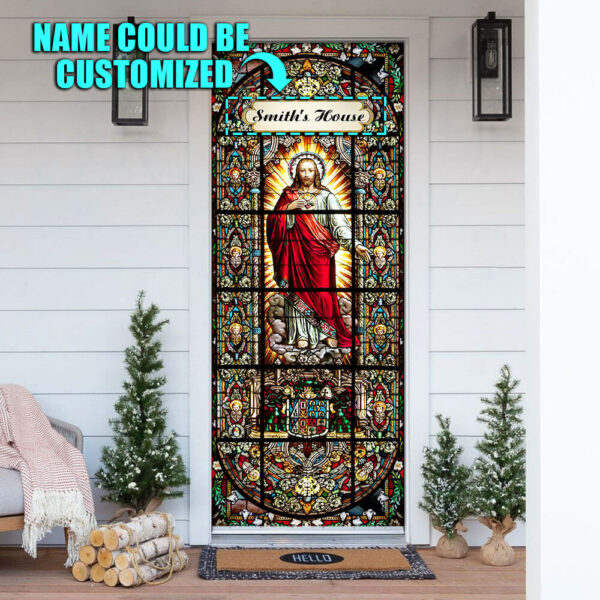Personalized Jesus Christ Door Cover - Religious Door Decorations - Christian Home Decor