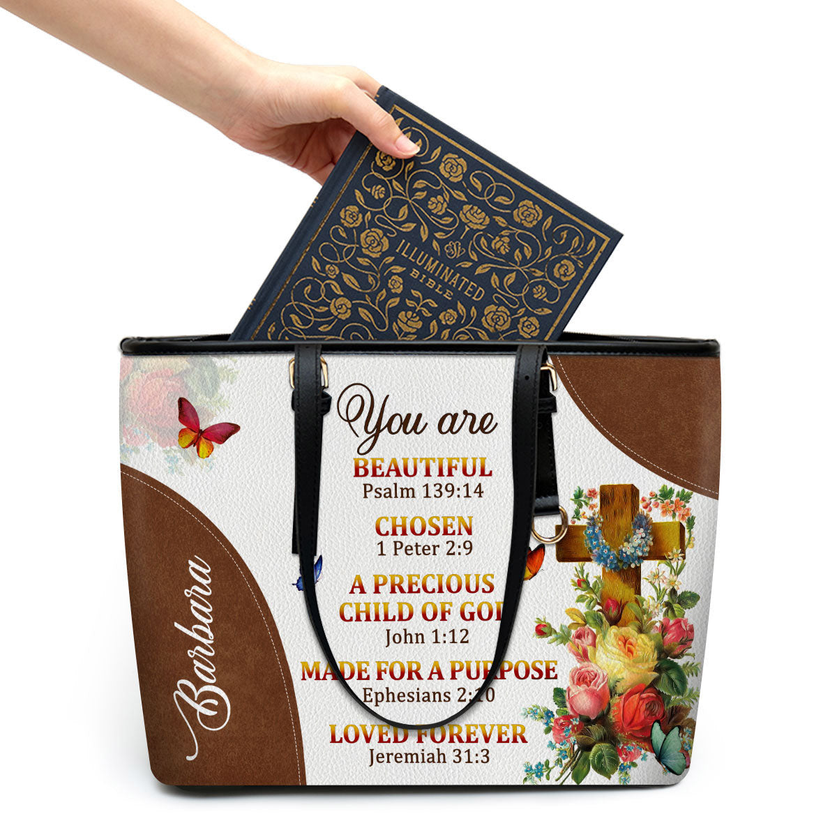 Personalized Large Leather Tote Bag A Precious Child Of God - Spiritual Gifts For Christian Women