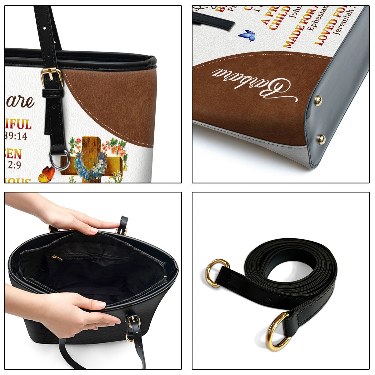 Personalized Large Leather Tote Bag A Precious Child Of God - Spiritual Gifts For Christian Women