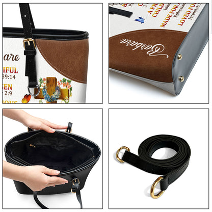 Personalized Large Leather Tote Bag A Precious Child Of God - Spiritual Gifts For Christian Women