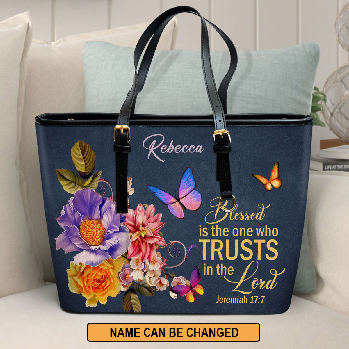 Personalized Large Leather Tote Bag Blessed Is The Woman Who Trusts In Personalized large leather tote bag blessed is the woman who trusts in