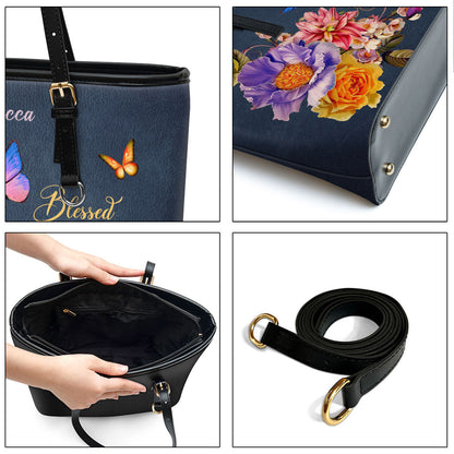 Personalized Large Leather Tote Bag Blessed Is The Woman Who Trusts In The Lord Jeremiah 177 - Spiritual Gifts For Christian Women