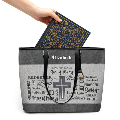 Personalized Large Leather Tote Bag Christ Gifts For Women Of God King Of Kings - Spiritual Gifts For Christian Women