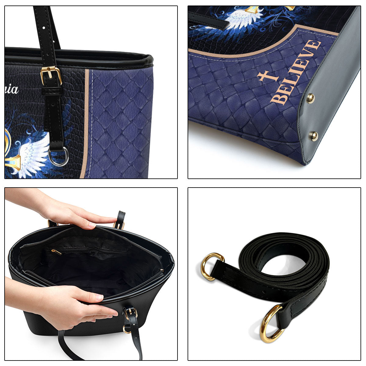 Personalized Large Leather Tote Bag I Believe I Will See The Glory Of God - Spiritual Gifts For Christian Women