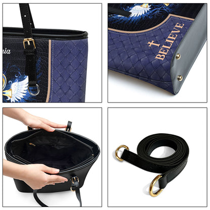 Personalized Large Leather Tote Bag I Believe I Will See The Glory Of God - Spiritual Gifts For Christian Women