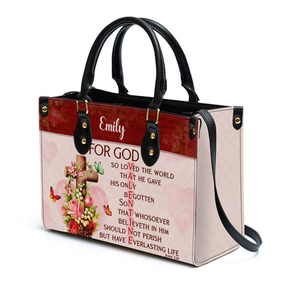 Personalized Leather Bag For God So Loved The World Christian Valentine Gifts For Women Of God