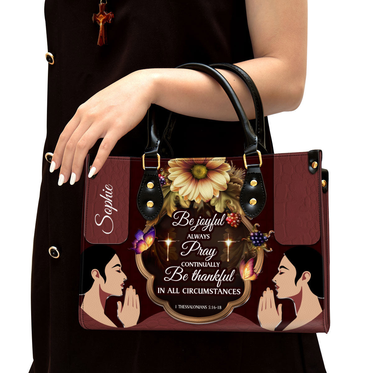 Personalized Leather Bag For Women - Be Thankful In All Circumstances Leather Bag Leather Bag - Christian Gifts for Women