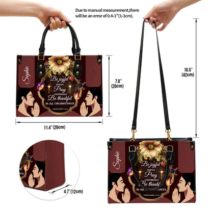 Personalized Leather Bag For Women - Be Thankful In All Circumstances Leather Bag Leather Bag - Christian Gifts for Women
