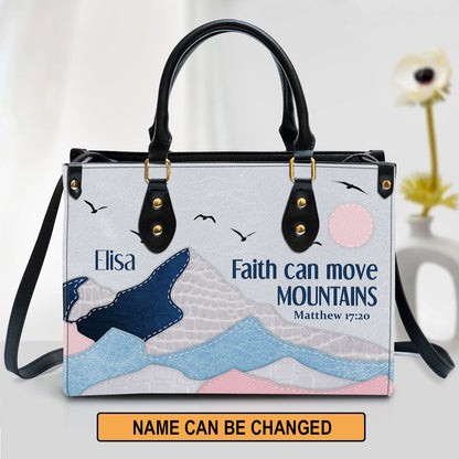 Personalized Leather Bag For Women - Faith Can Move Mountains Leather Bag Leather Bag - Christian Gifts for Women
