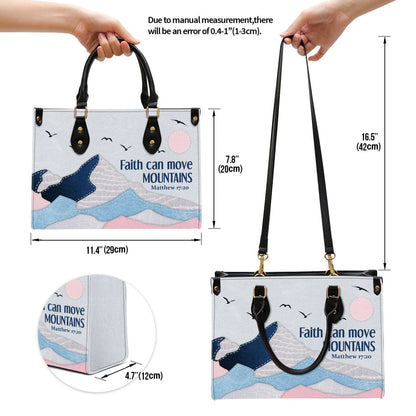 Personalized Leather Bag For Women - Faith Can Move Mountains Leather Bag Leather Bag - Christian Gifts for Women