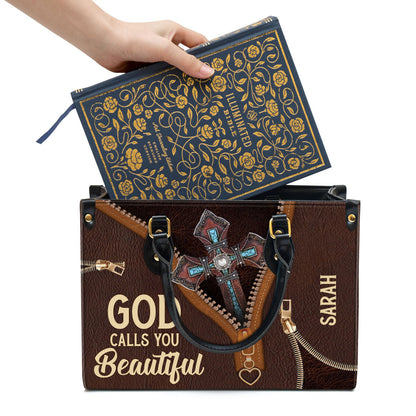 Personalized Leather Bag For Women - God Calls You Beautiful Leather Bag Leather Bag - Christian Gifts for Women