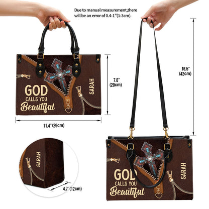 Personalized Leather Bag For Women - God Calls You Beautiful Leather Bag Leather Bag - Christian Gifts for Women