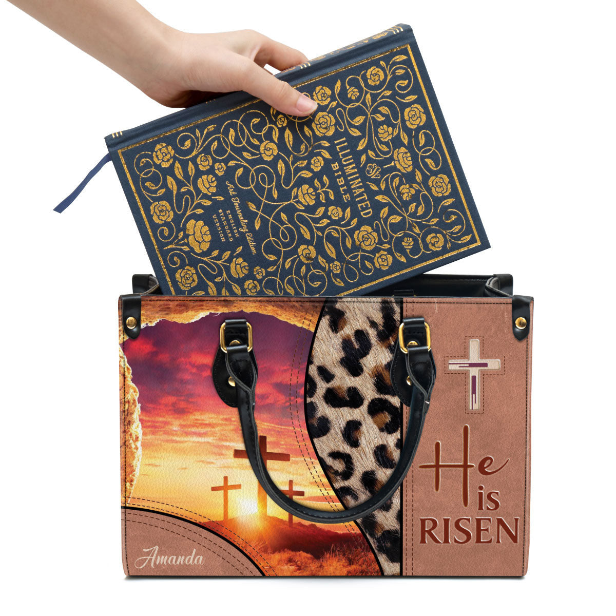 Personalized Leather Bag For Women - He Is Risen Leather Bag Leather Bag - Christian Gifts for Women