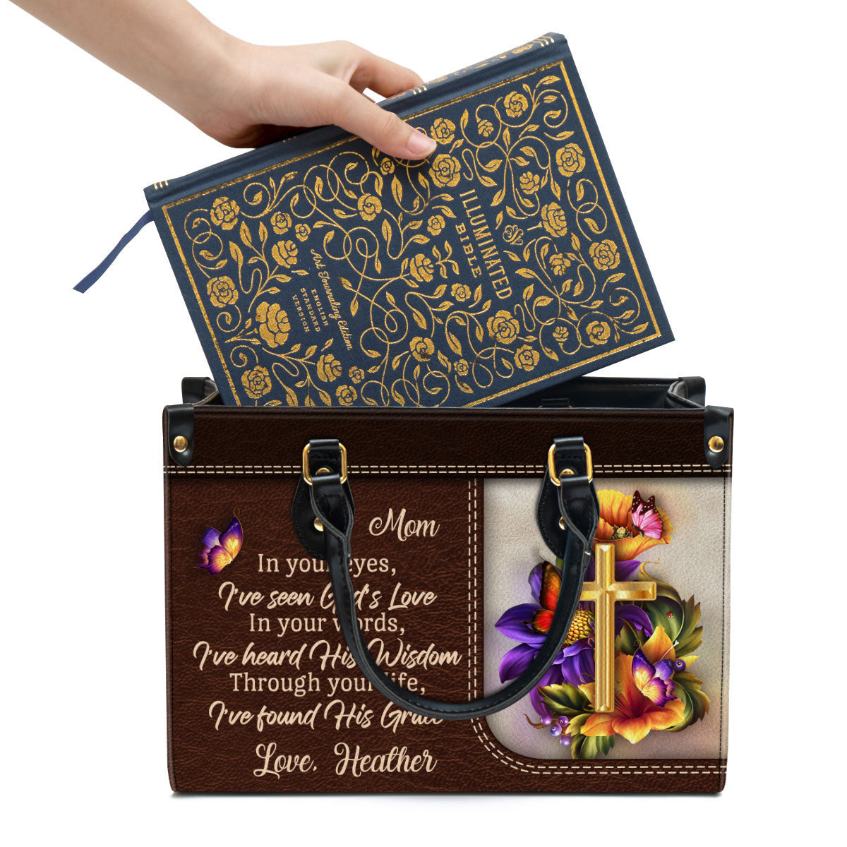 Personalized Leather Bag For Women - In Your Eyes I‘ve Seen God’s Love Leather Bag Leather Bag - Christian Gifts for Women