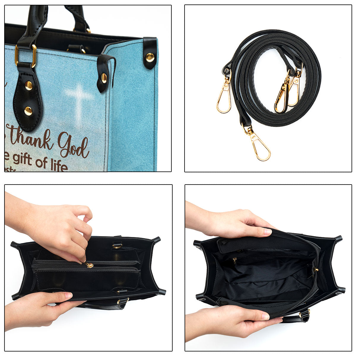 Personalized Leather Bag For Women - Just Thankful To Be Alive Leather Bag Leather Bag - Christian Gifts for Women