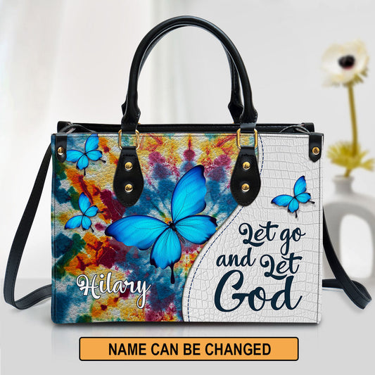 Personalized Leather Bag For Women - Let Go And Let God Leather Bag Leather Bag - Christian Gifts for Women