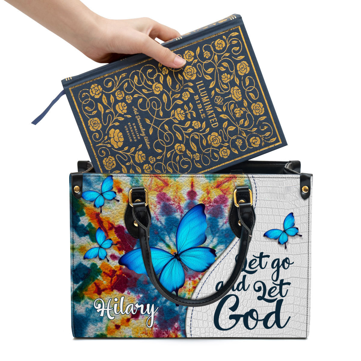 Personalized Leather Bag For Women - Let Go And Let God Leather Bag Leather Bag - Christian Gifts for Women