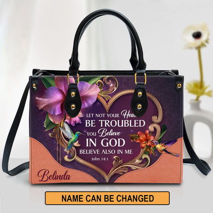 Personalized Leather Bag For Women - Let Not Your Heart Be Troubled Leather Bag Leather Bag - Christian Gifts for Women