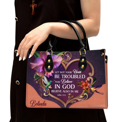 Personalized Leather Bag For Women - Let Not Your Heart Be Troubled Leather Bag Leather Bag - Christian Gifts for Women