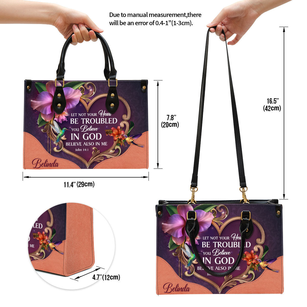 Personalized Leather Bag For Women - Let Not Your Heart Be Troubled Leather Bag Leather Bag - Christian Gifts for Women