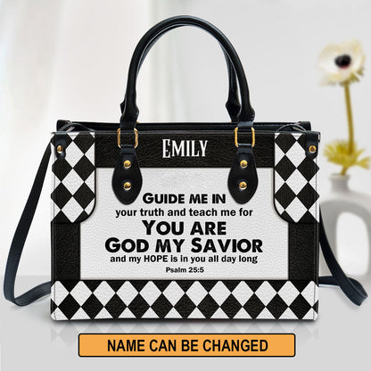 Personalized Leather Bag For Women - My Hope Is In You All Day Long Leather Bag Leather Bag - Christian Gifts for Women