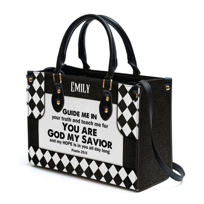 Personalized Leather Bag For Women - My Hope Is In You All Day Long Leather Bag Leather Bag - Christian Gifts for Women