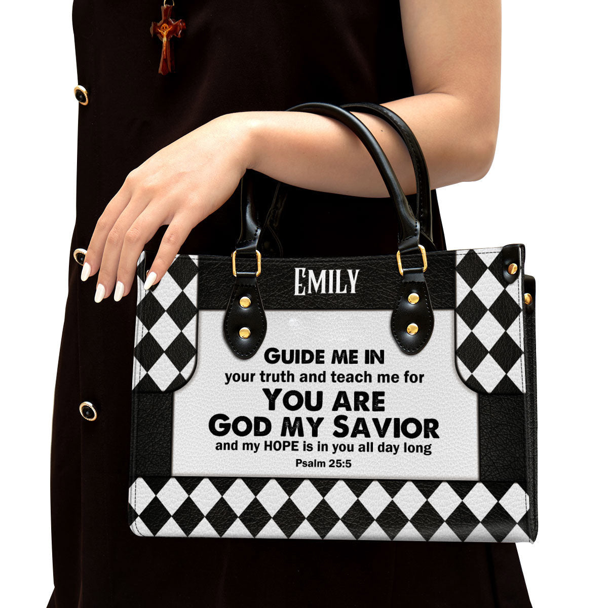 Personalized Leather Bag For Women - My Hope Is In You All Day Long Leather Bag Leather Bag - Christian Gifts for Women